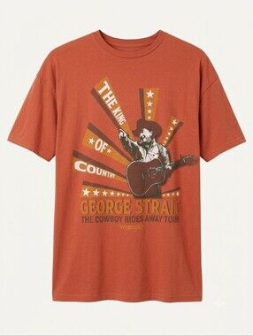WRANGLER George Strait Burnt Orange Cowboy Rides Away Graphic Tee XL NWT